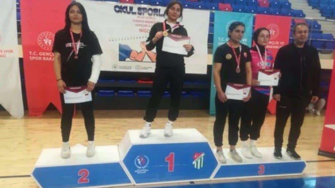 Nigde'yapılan  Bilek Güreşi Gençler A katagorisinde Öğrencimiz Türkiye Şampiyonu Olmuştur.