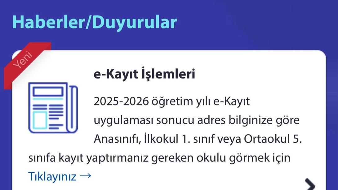 E -KAYIT SORGULAMA EKRANI AÇILDI.